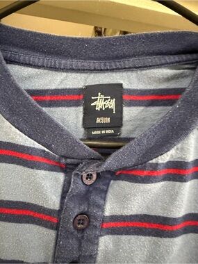 Stussy Navy, Gray & Red Striped Henley